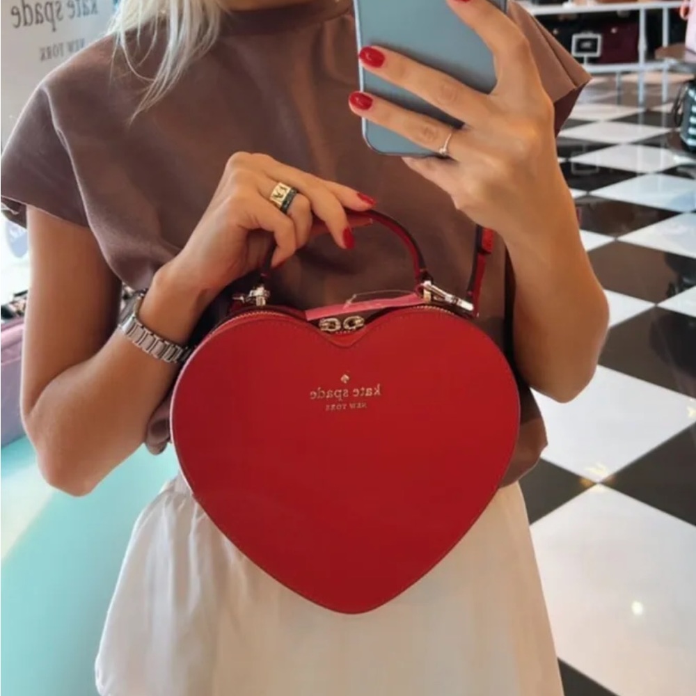 Love Shack Heart Purse crossbody Kate spade candied cherry Valentine Nwt